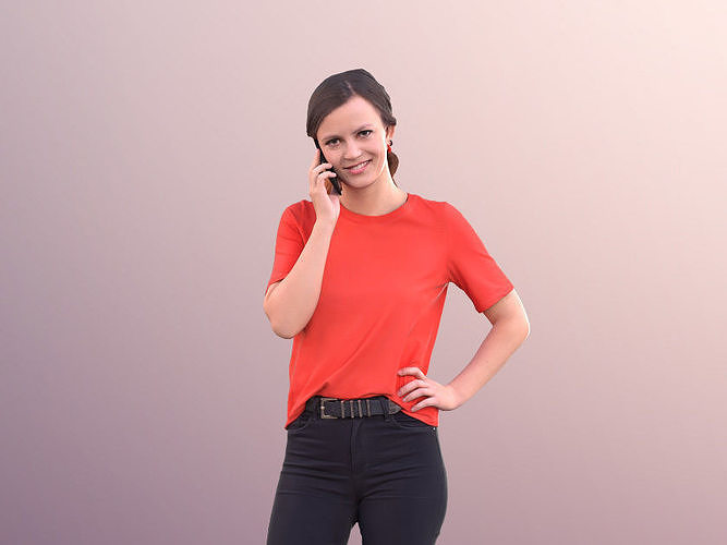 Nadin 10753 - Woman Standing Talking On Phone  Low-poly 3D model