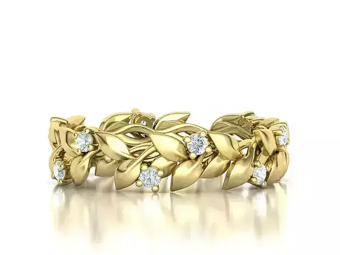 Floral Leaves Eternity Ring Nature Inspired Leaves Ring 9US 3D print model