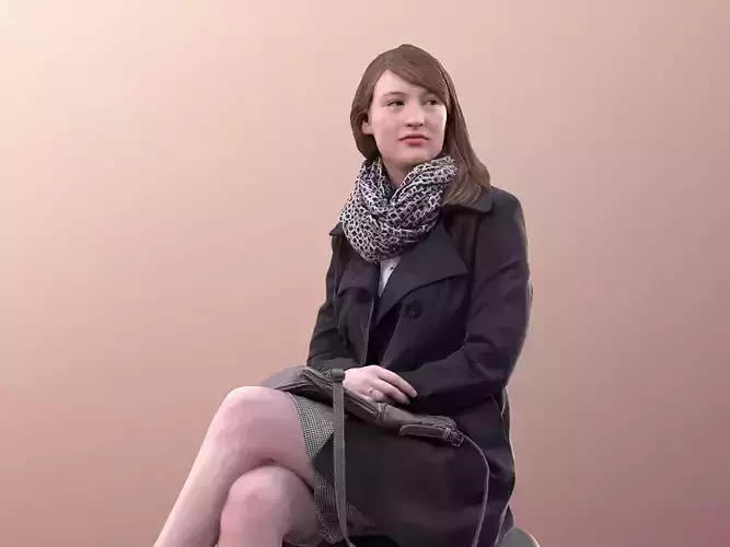 Svenja 10762 - Woman Sitting With Coat And Bag Low-poly 3D model