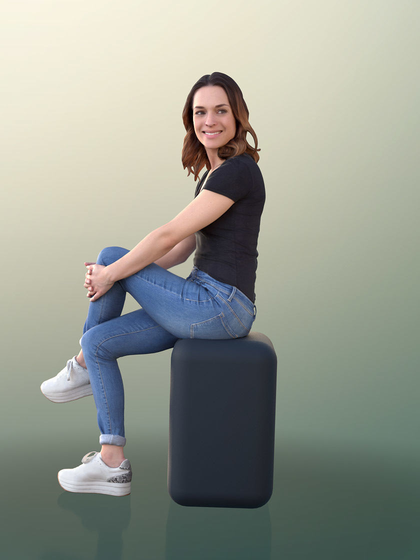 Juliette 10777 - Casual Woman Sitting Low-poly 3D model_2