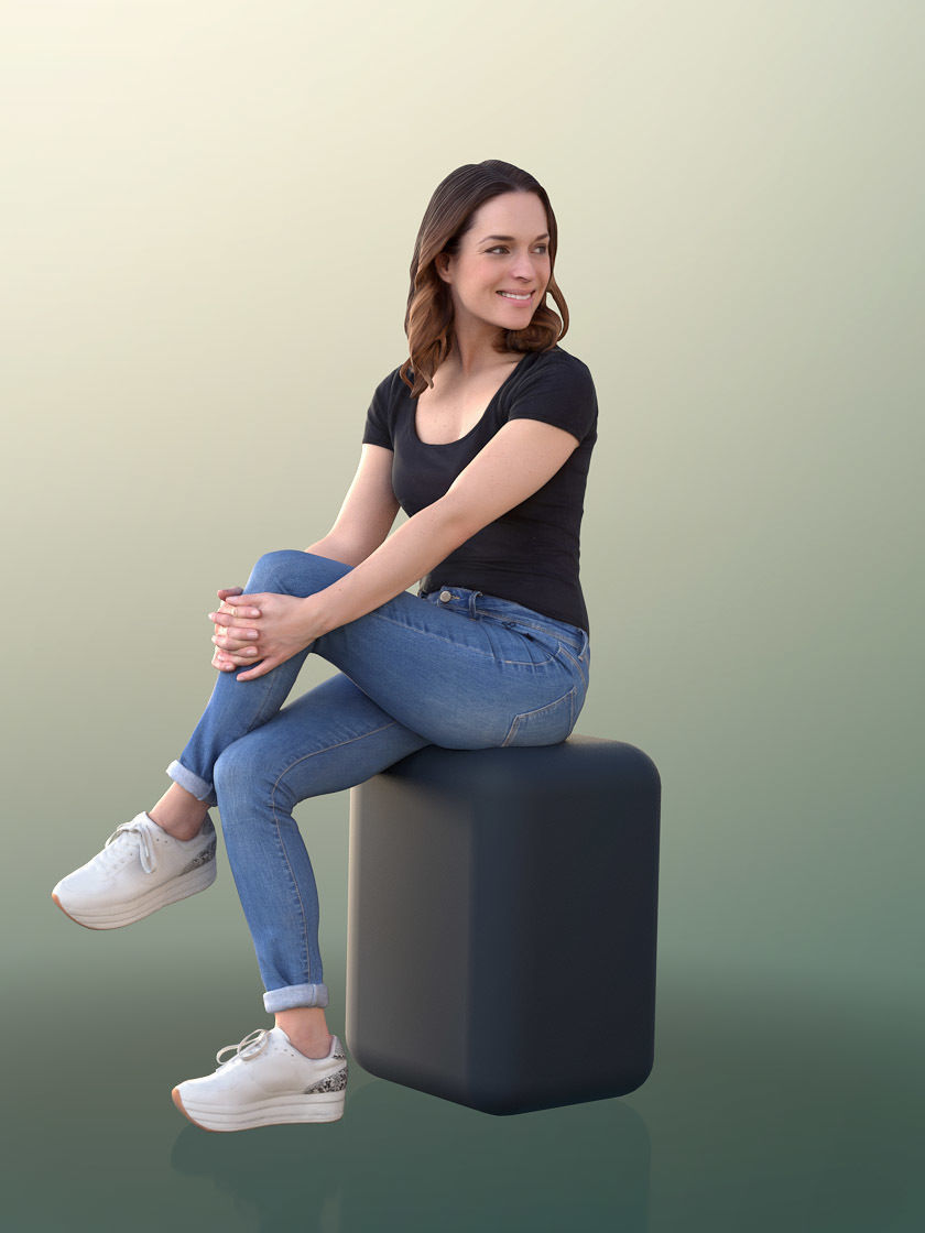 Juliette 10777 - Casual Woman Sitting Low-poly 3D model_3