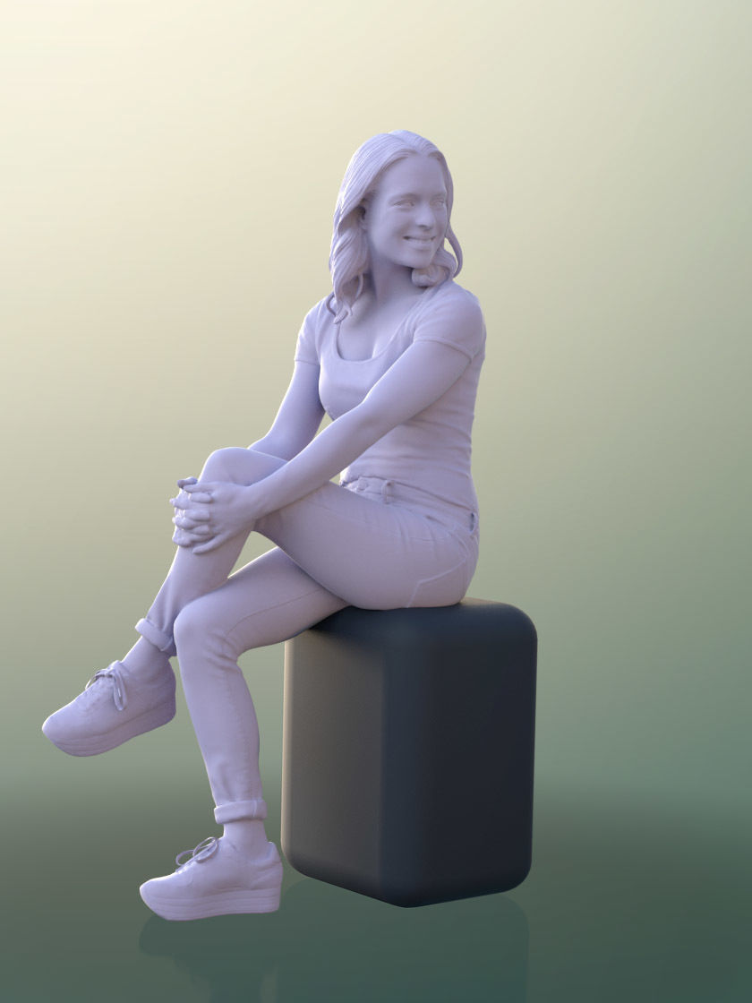 Juliette 10777 - Casual Woman Sitting Low-poly 3D model_5