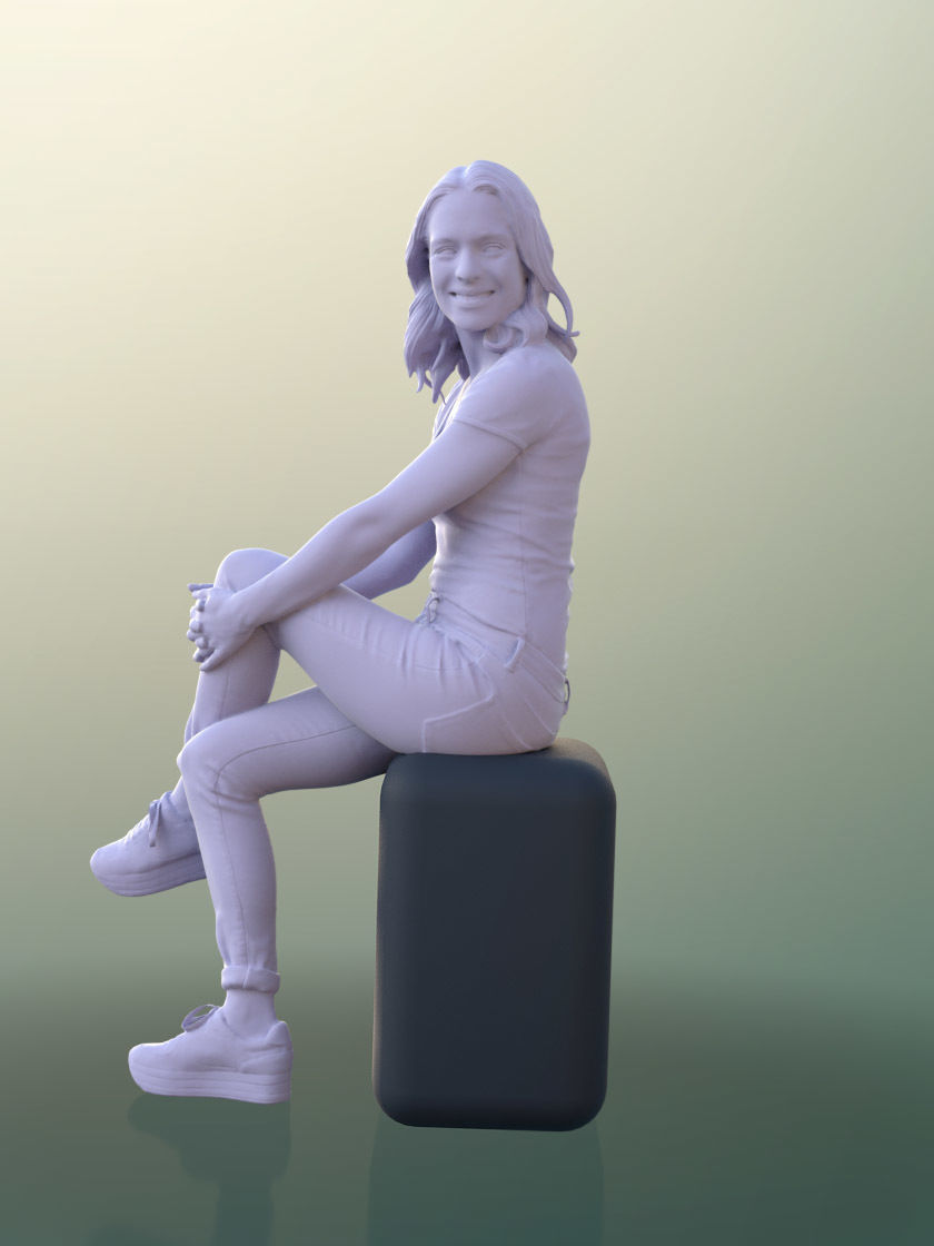 Juliette 10777 - Casual Woman Sitting Low-poly 3D model_4