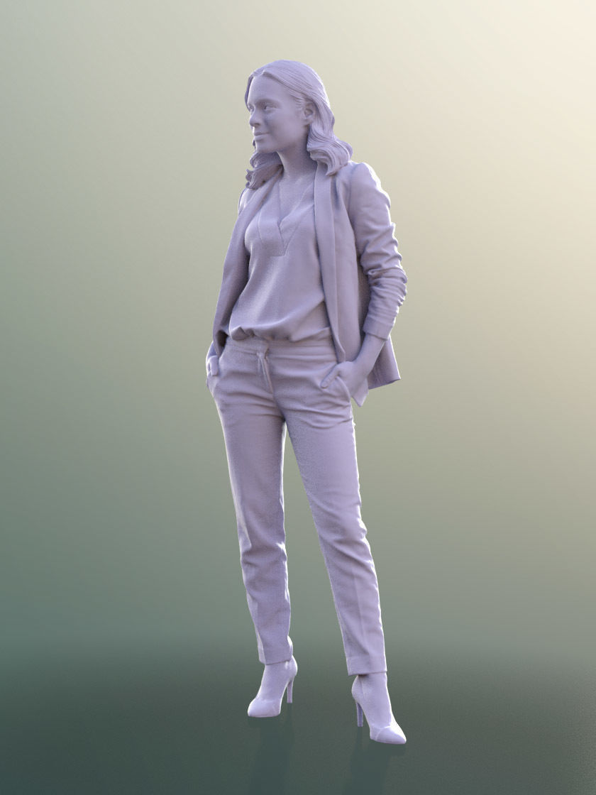 Juliette 10778 - Business Woman Standing With Hands In Pockets Low-poly 3D model_5