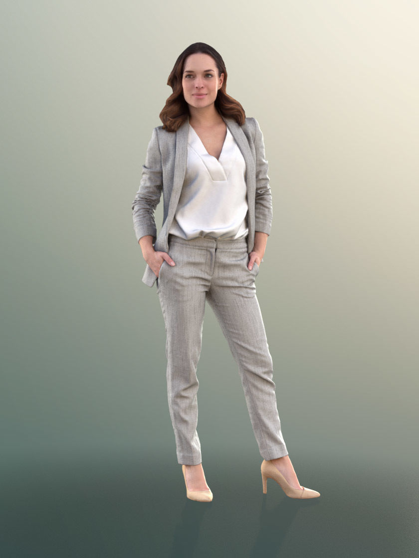 Juliette 10778 - Business Woman Standing With Hands In Pockets Low-poly 3D model_2