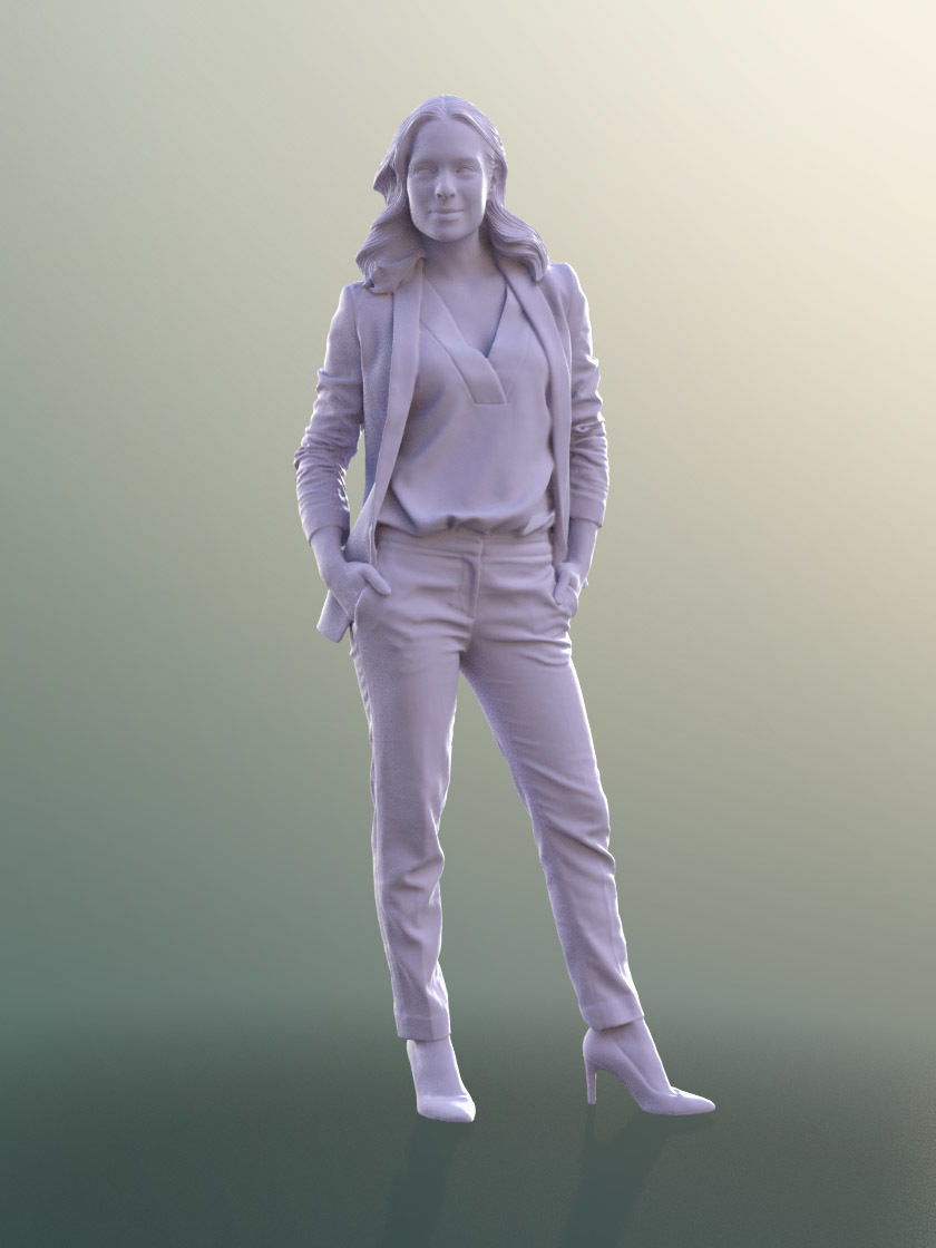 Juliette 10778 - Business Woman Standing With Hands In Pockets Low-poly 3D model_4
