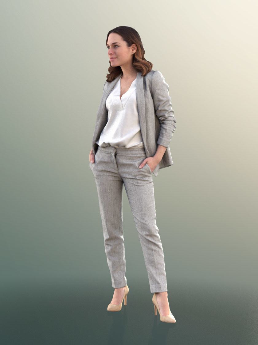 Juliette 10778 - Business Woman Standing With Hands In Pockets Low-poly 3D model_3