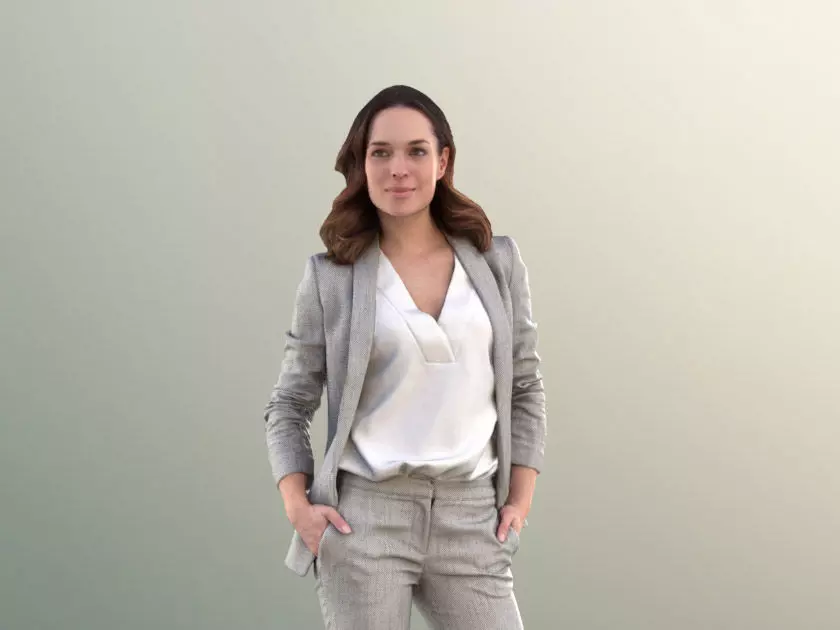 Juliette 10778 - Business Woman Standing With Hands In Pockets Low-poly 3D model_0
