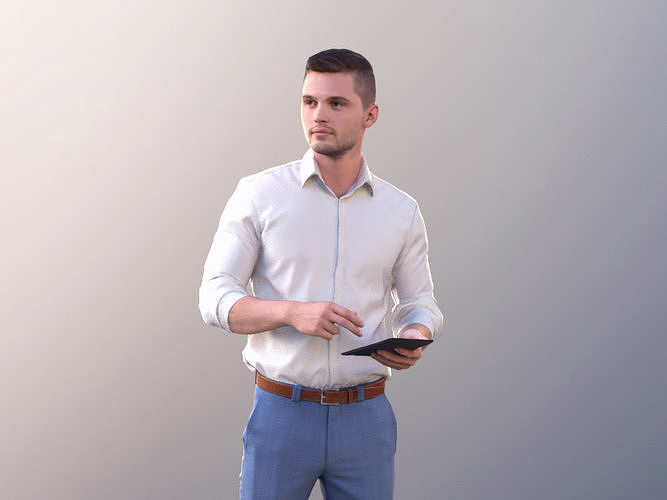 Rick 10782 - Business Man Standing With A Tablet Low-poly 3D model
