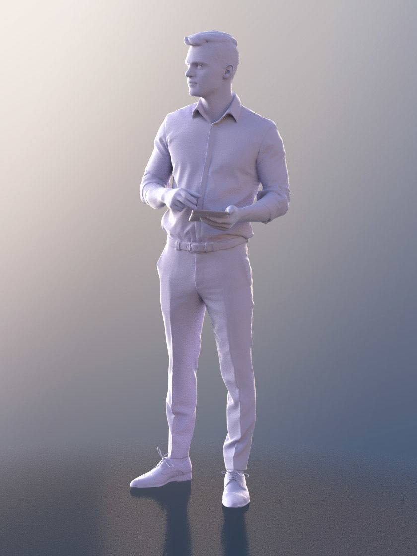 Rick 10782 - Business Man Standing With A Tablet Low-poly 3D model_5