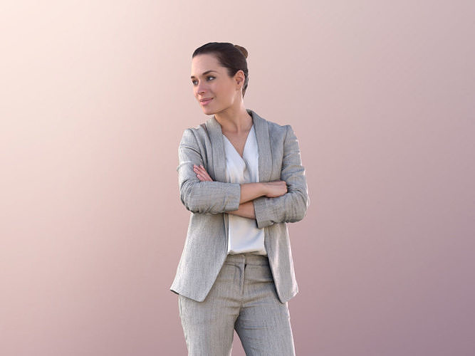 Juliette 10803 - Business Woman Standing Armes Crossed Low-poly 3D model