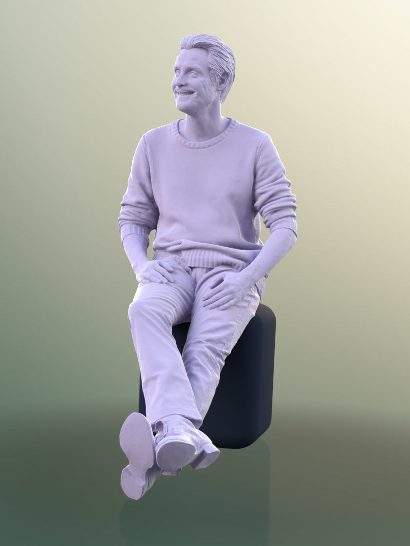 Will 10843 - Best Ager Man Sitting Low-poly 3D model_5