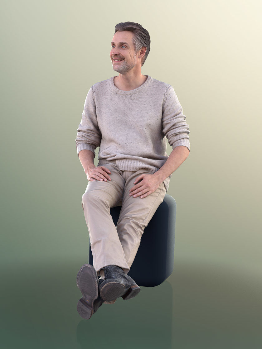 Will 10843 - Best Ager Man Sitting Low-poly 3D model_3
