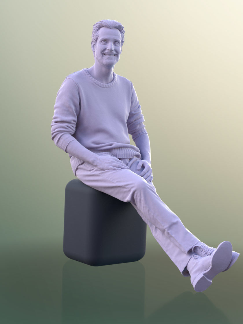 Will 10843 - Best Ager Man Sitting Low-poly 3D model_4