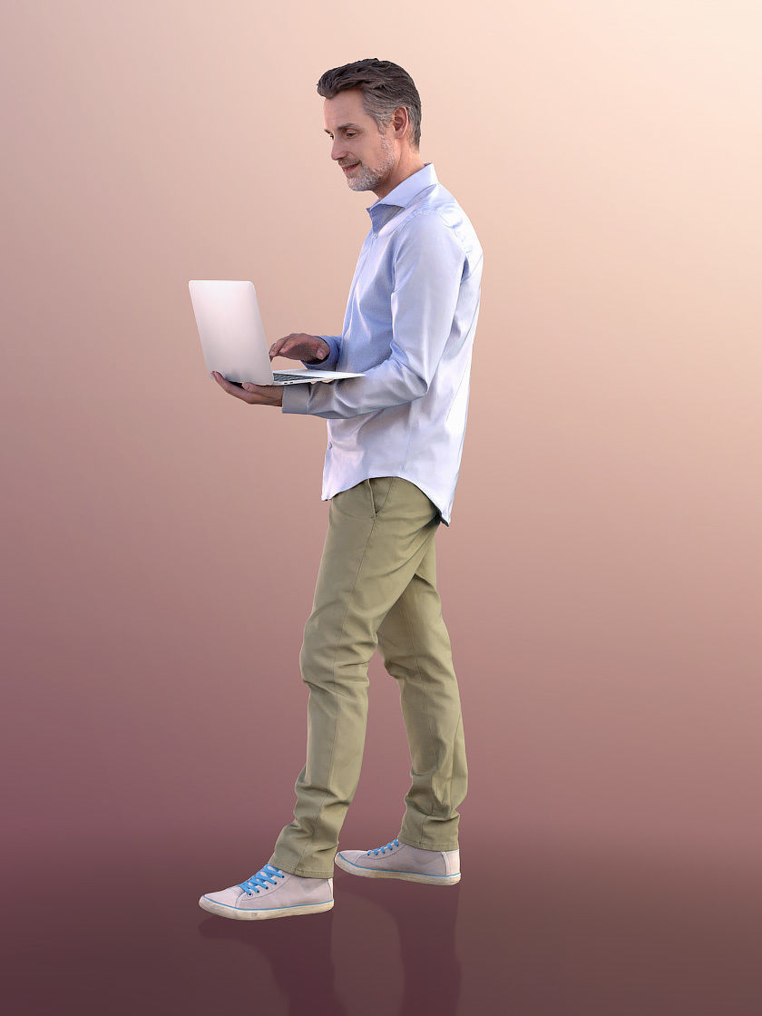 Will 10852 - Man Working On Laptop Low-poly 3D model_3