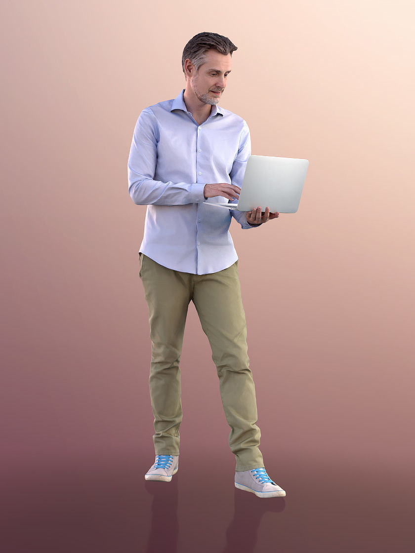 Will 10852 - Man Working On Laptop Low-poly 3D model_2