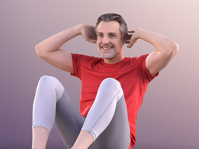 Will 10862 - Athletic Man Doing Situps Low-poly 3D model