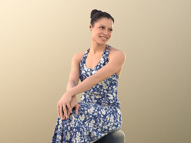 Diana 10877 - Woman Sitting In Dress Low-poly 3D model