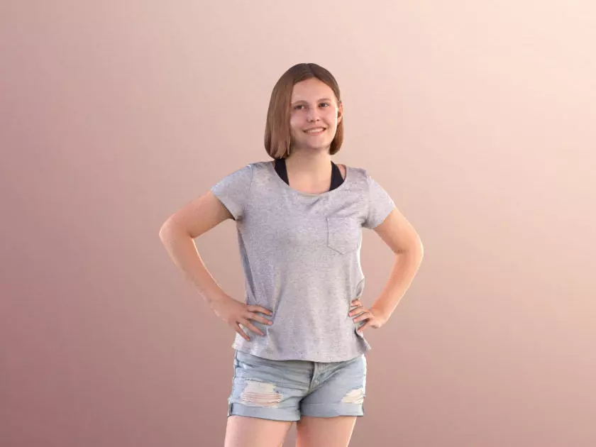 Melanie 10906 - Teenager Girl Standing Hands On Hips Low-poly 3D model