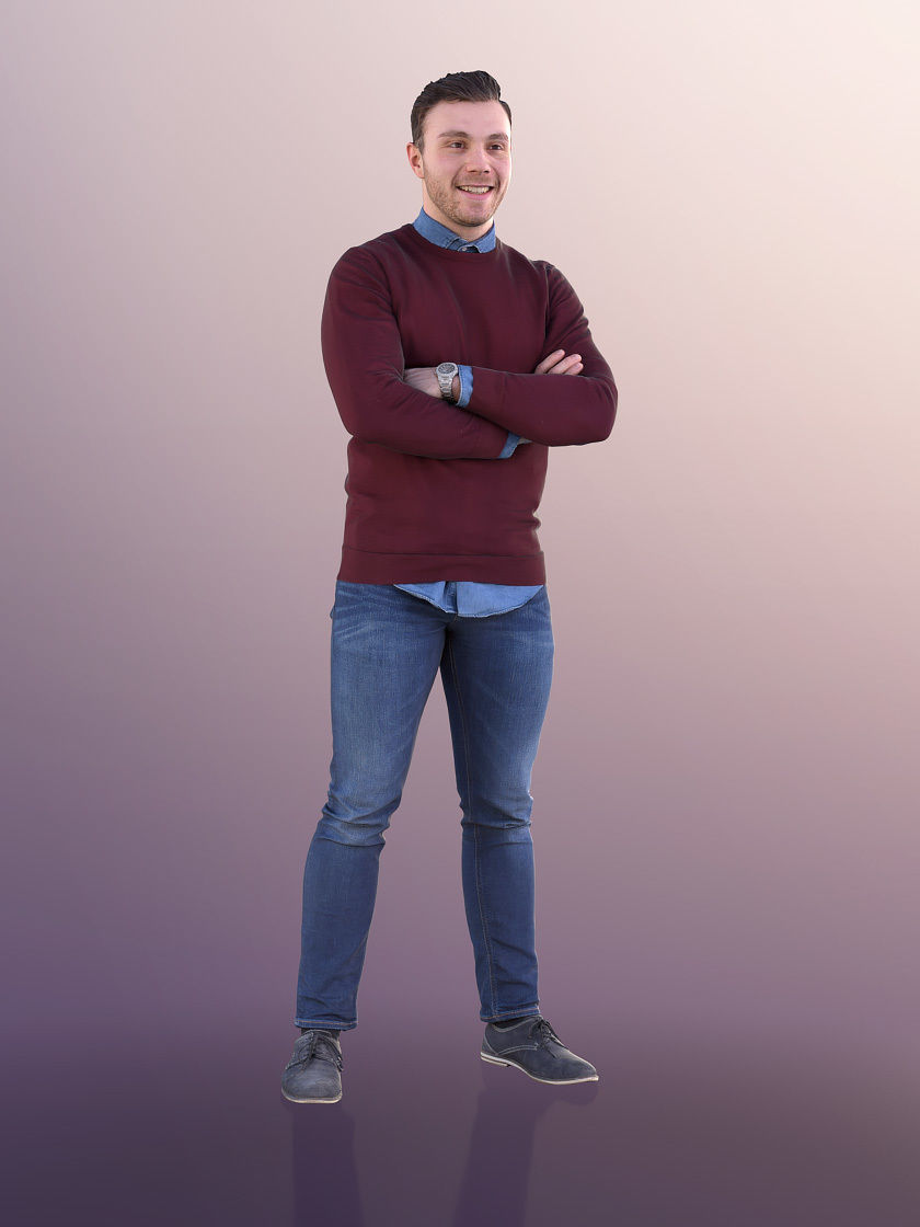 Robb 10944 - Casual Man Standing With Crossed Armes Low-poly 3D model_2