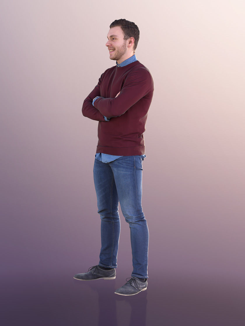 Robb 10944 - Casual Man Standing With Crossed Armes Low-poly 3D model_3