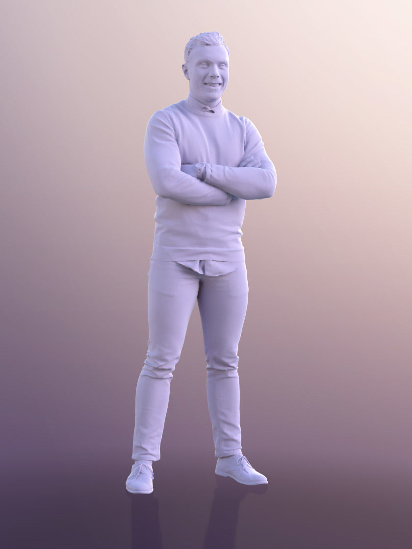 Robb 10944 - Casual Man Standing With Crossed Armes Low-poly 3D model_4