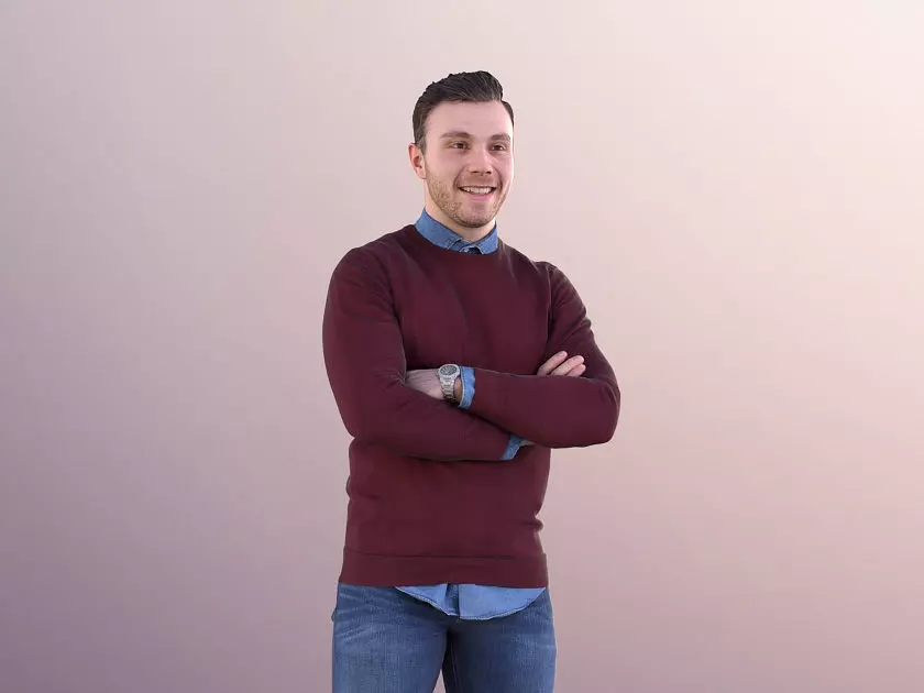 Robb 10944 - Casual Man Standing With Crossed Armes Low-poly 3D model_0