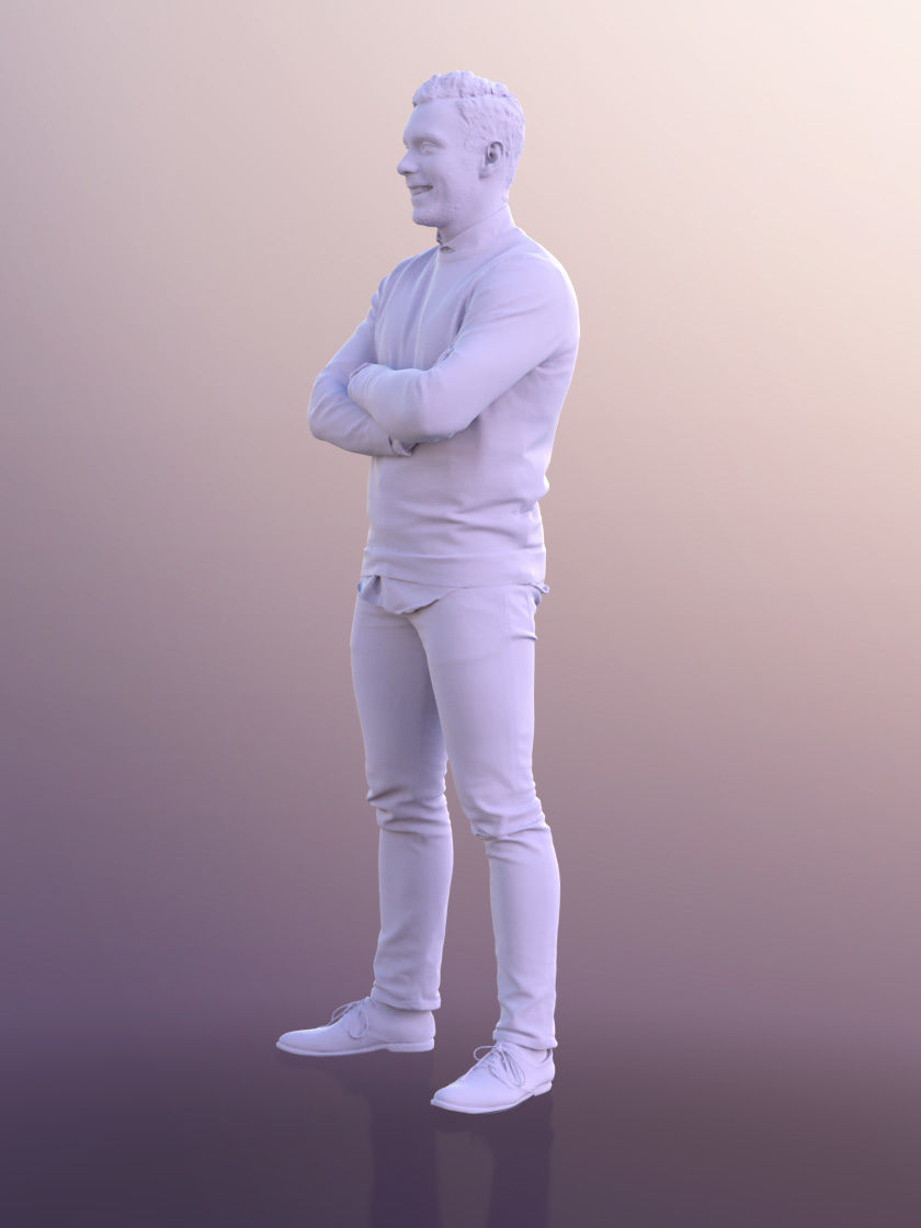 Robb 10944 - Casual Man Standing With Crossed Armes Low-poly 3D model_5