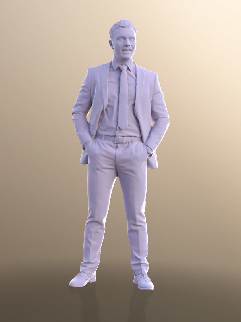 Robb 10947 - Business Man Standing Hands In Pockets Low-poly 3D model_4