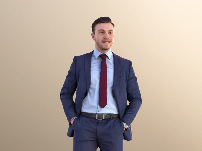 Robb 10947 - Business Man Standing Hands In Pockets Low-poly 3D model