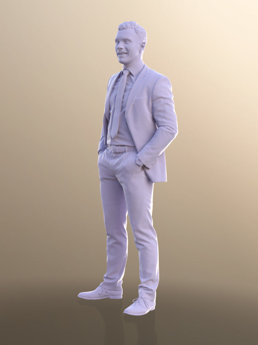 Robb 10947 - Business Man Standing Hands In Pockets Low-poly 3D model_5
