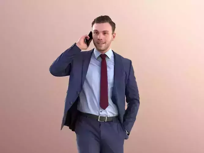 Robb 10949 - Business Man Talking On Phone Walking