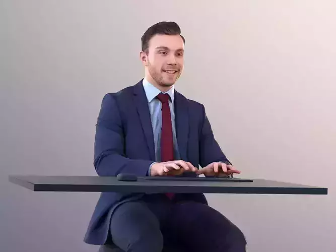 Robb 10952 - Business Man Working On Laptop Or PC Low-poly 3D model