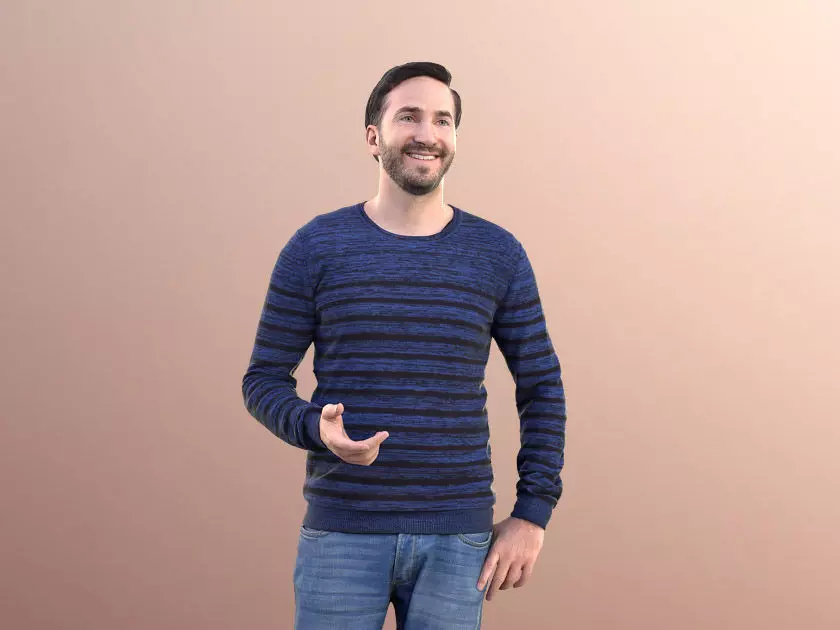 Anselmo 10954 - Man Standing Talking And Gesticulating Low-poly 3D model