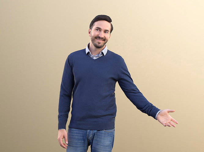 Anselmo 10956 - Man Greeting Gesticulateing Pointing Low-poly 3D model