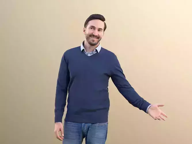 Anselmo 10956 - Man Greeting Gesticulateing Pointing