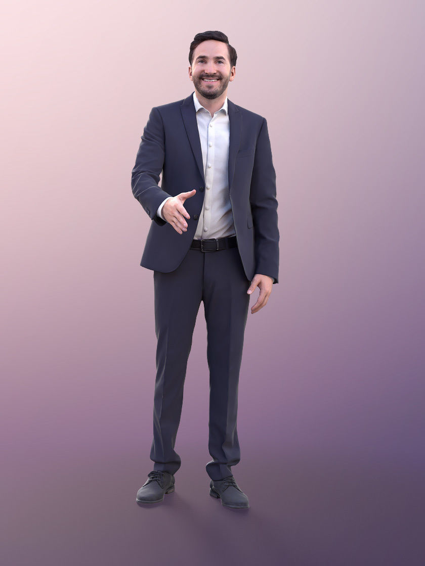 Anselmo 10959 - Business Man Shake Hand Greeting Low-poly 3D model_3