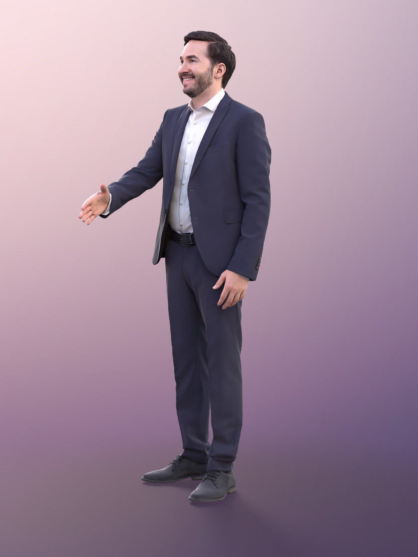 Anselmo 10959 - Business Man Shake Hand Greeting Low-poly 3D model_2