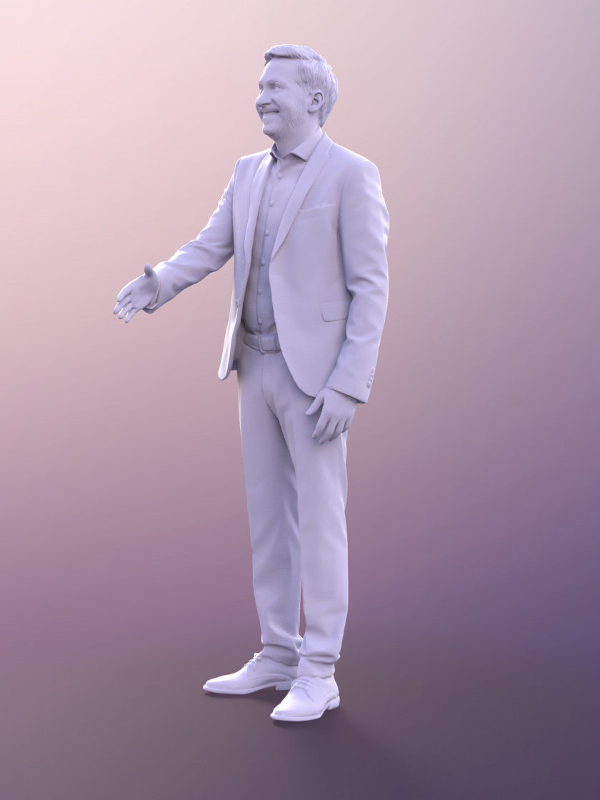 Anselmo 10959 - Business Man Shake Hand Greeting Low-poly 3D model_4