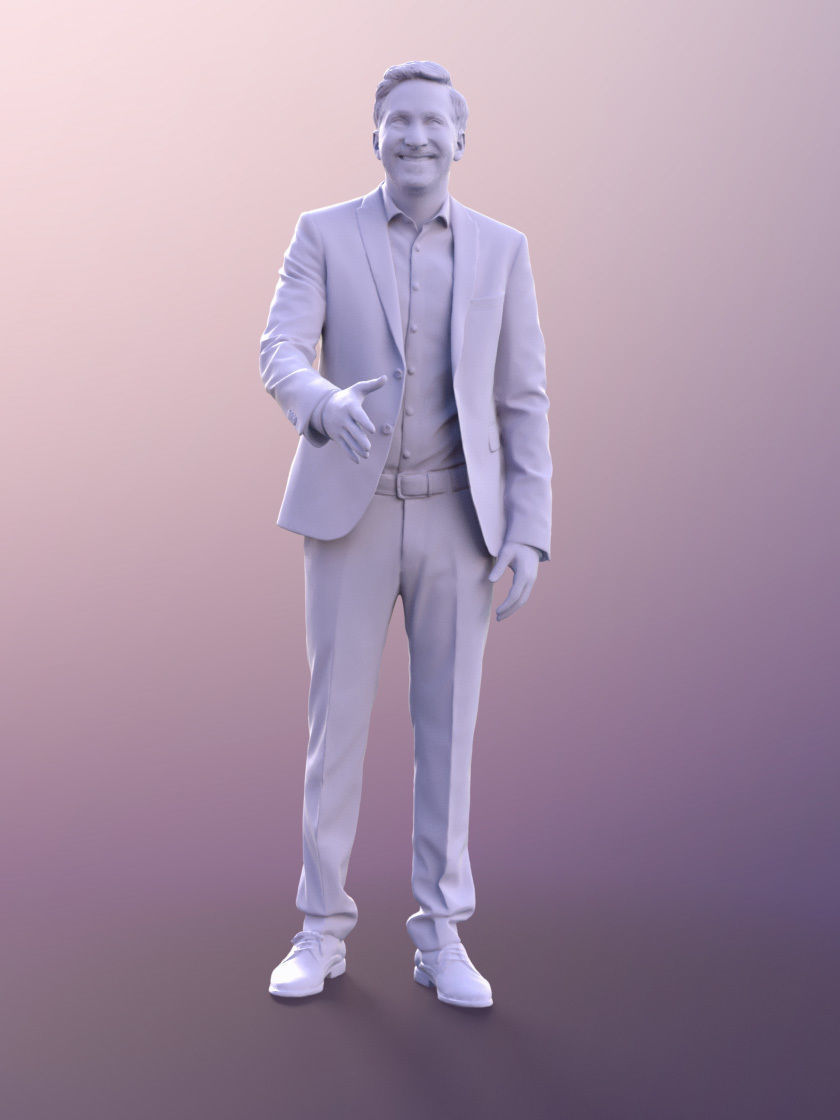 Anselmo 10959 - Business Man Shake Hand Greeting Low-poly 3D model_5