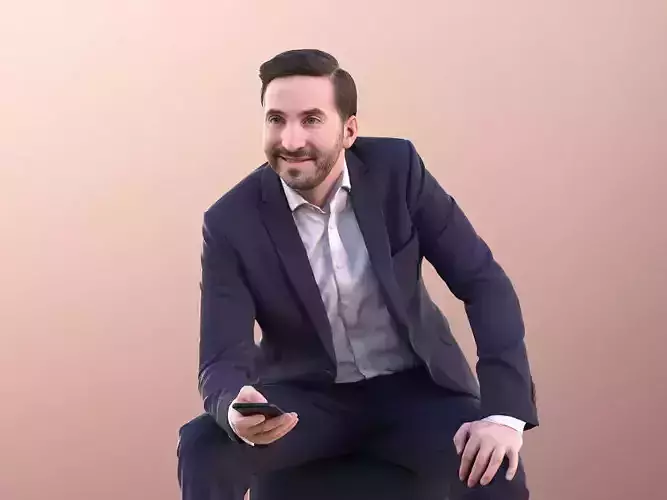 Anselmo 10960 - Business Man Talking With Smartphone In Hand Low-poly 3D model
