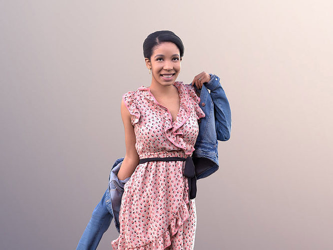 Yanelle 10969 - Black Woman Puting On A Jacket Low-poly 3D model