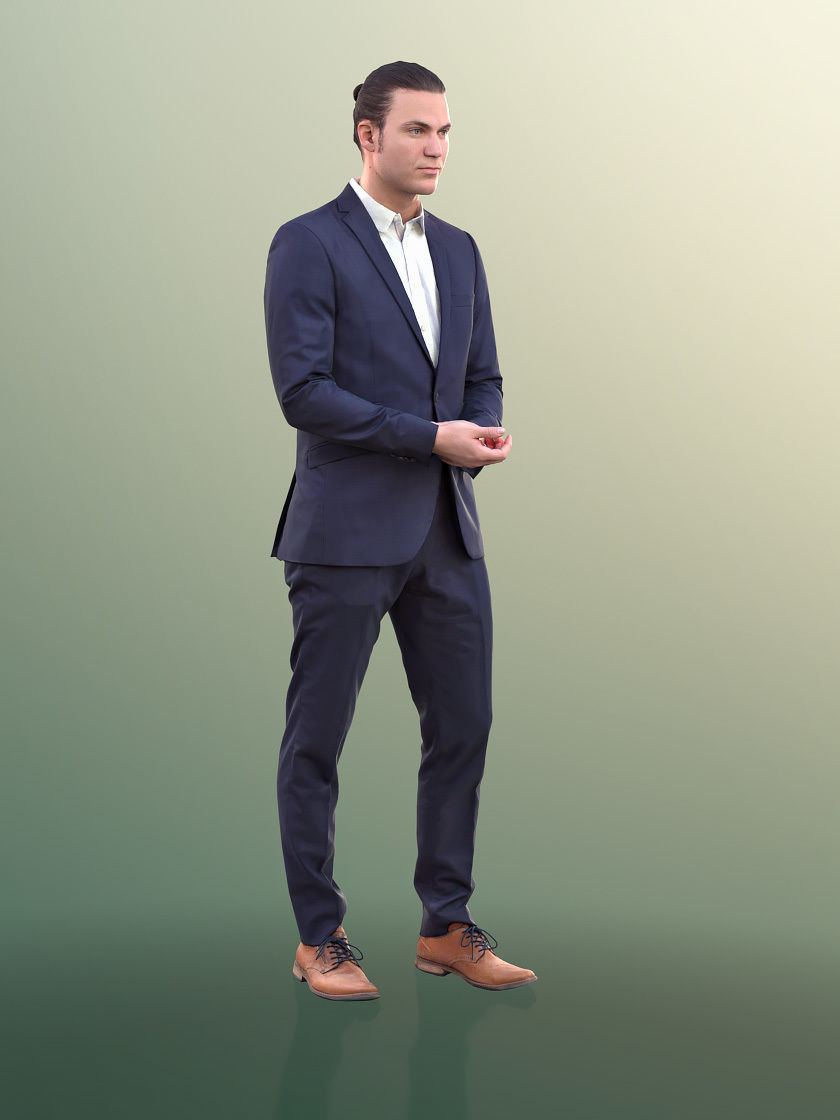 Marcel 10979 - Business Man Holding Hands Together Gesticulate Low-poly 3D model_3