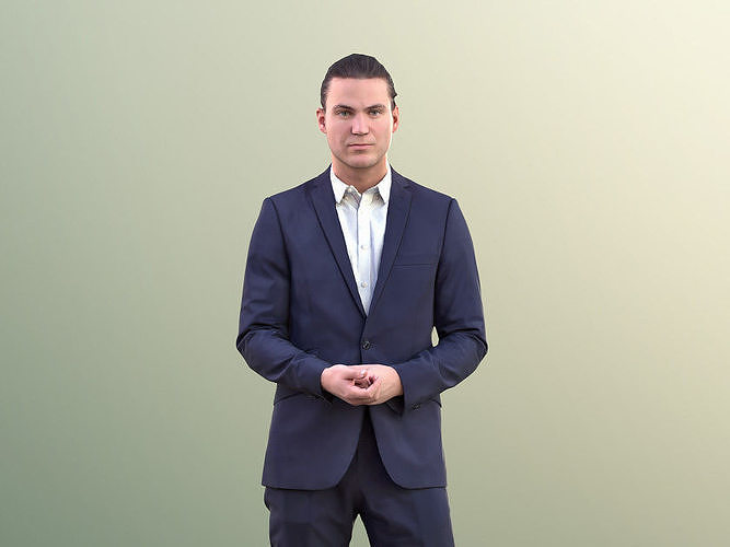 Marcel 10979 - Business Man Holding Hands Together Gesticulate Low-poly 3D model