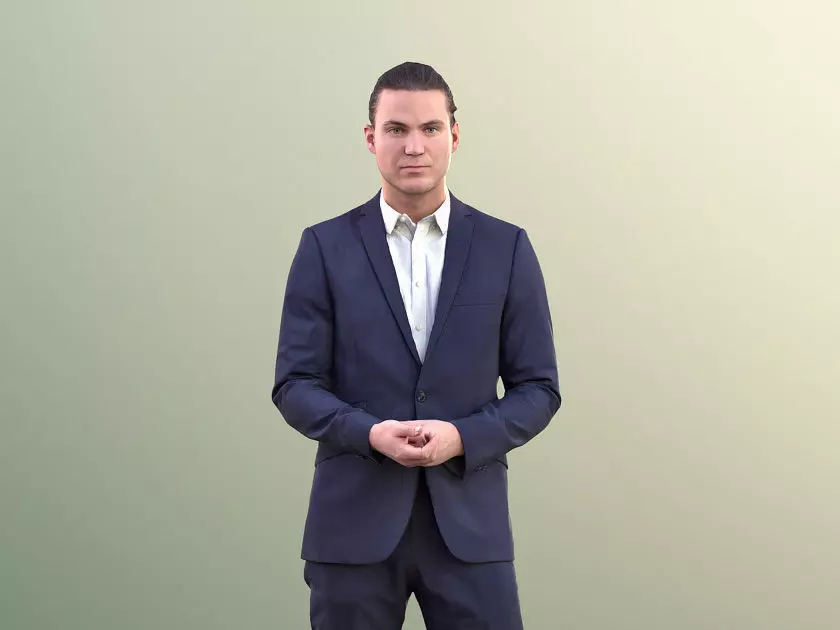Marcel 10979 - Business Man Holding Hands Together Gesticulate Low-poly 3D model_0