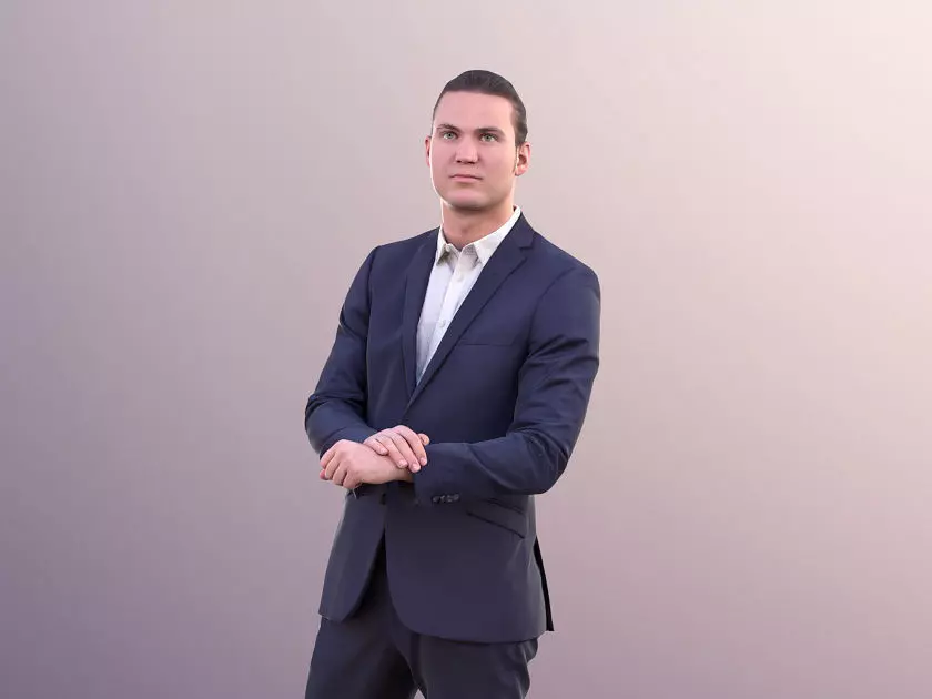 Marcel 10980 - Business Man Standing Low-poly 3D model_0