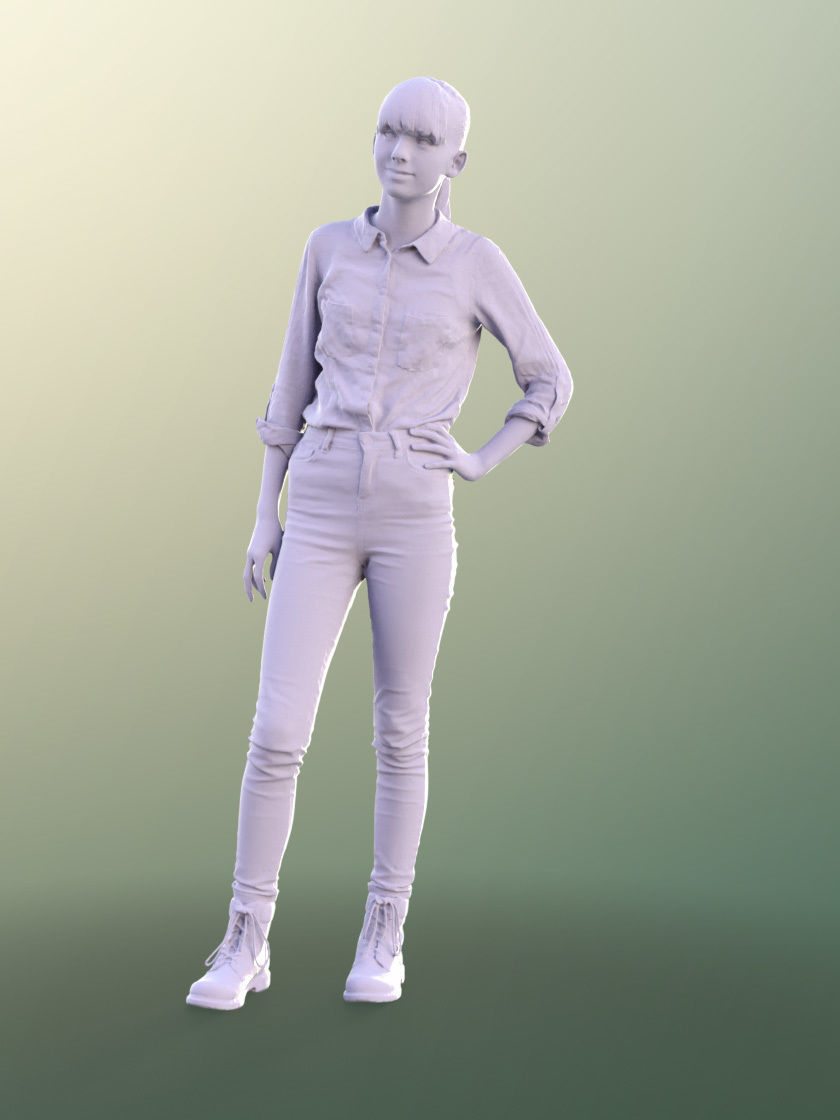 Lisa 10988 - Teenage Girl Standing Hand On Hips Low-poly 3D model_4