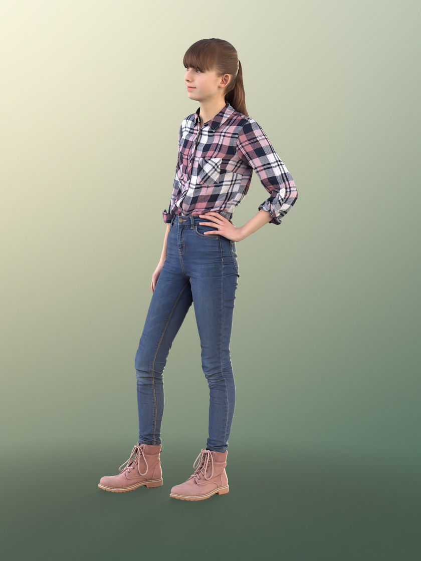 Lisa 10988 - Teenage Girl Standing Hand On Hips Low-poly 3D model_3