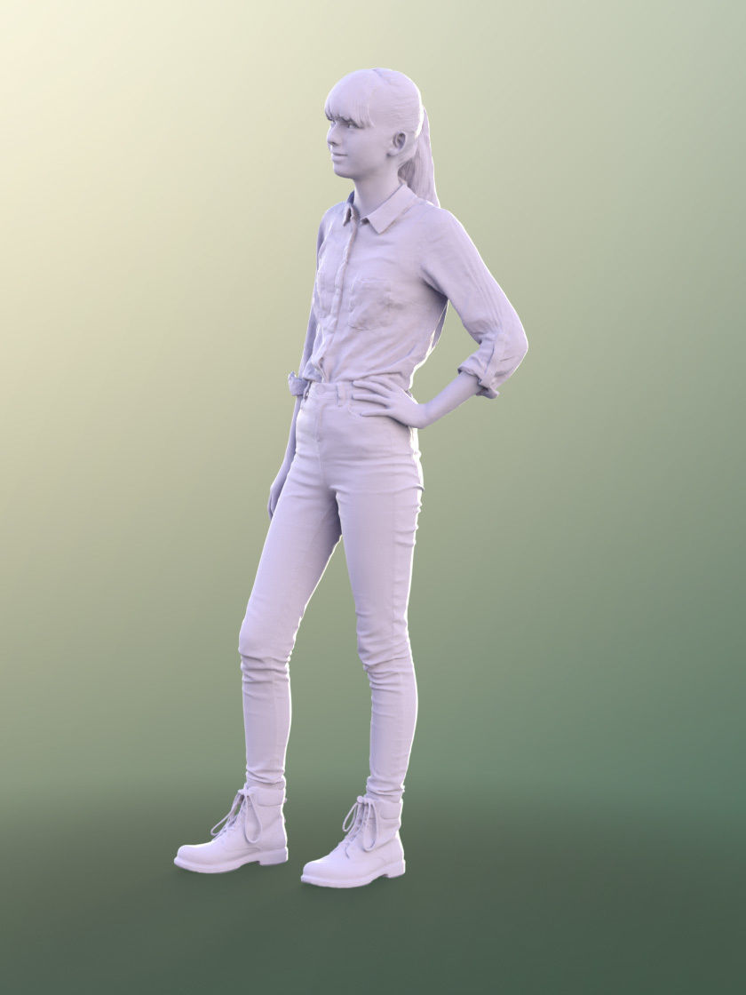 Lisa 10988 - Teenage Girl Standing Hand On Hips Low-poly 3D model_5