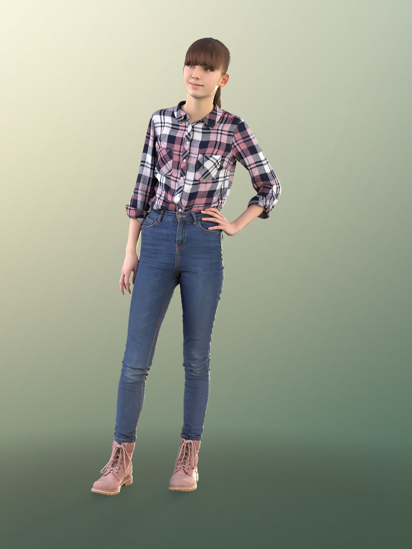 Lisa 10988 - Teenage Girl Standing Hand On Hips Low-poly 3D model_2